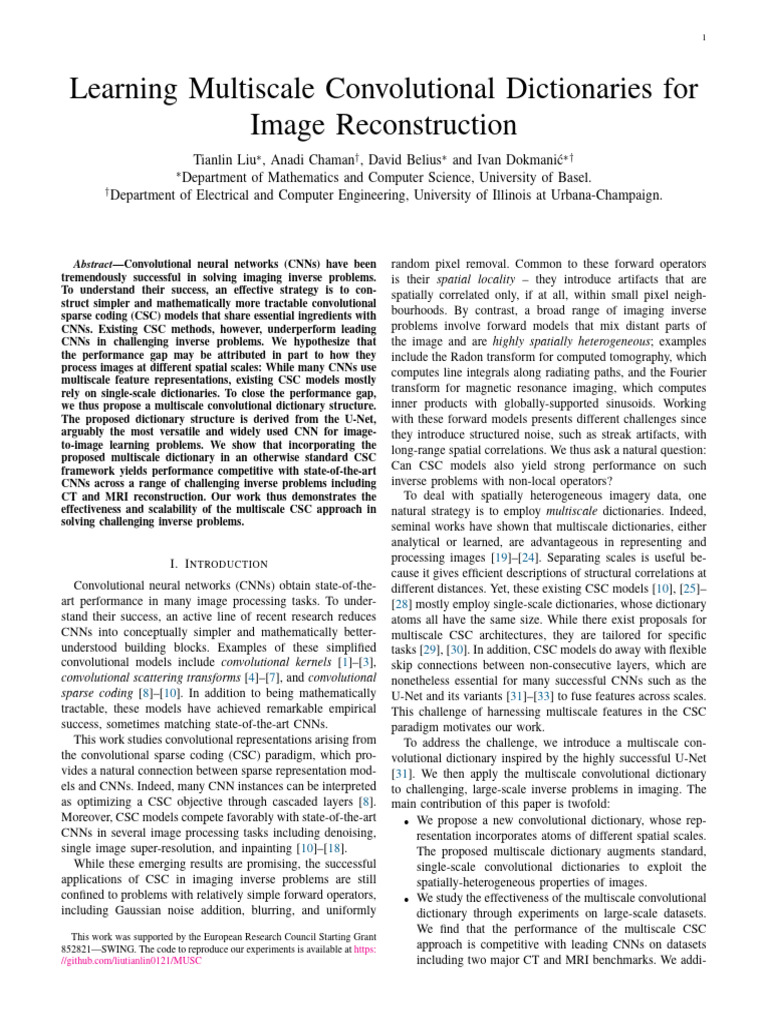 Multiscale Convolutional Dictionaries for Imaging | PDF | Ct Scan ...