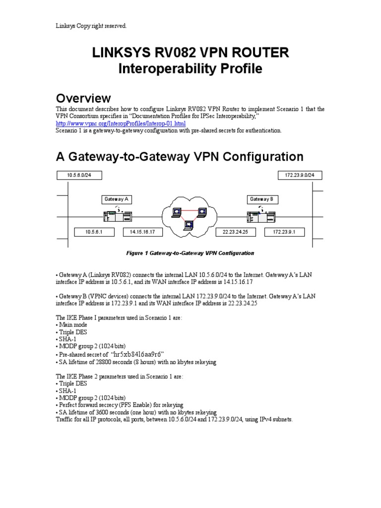 Linksys RV082 VPN Router Setup Guide | PDF