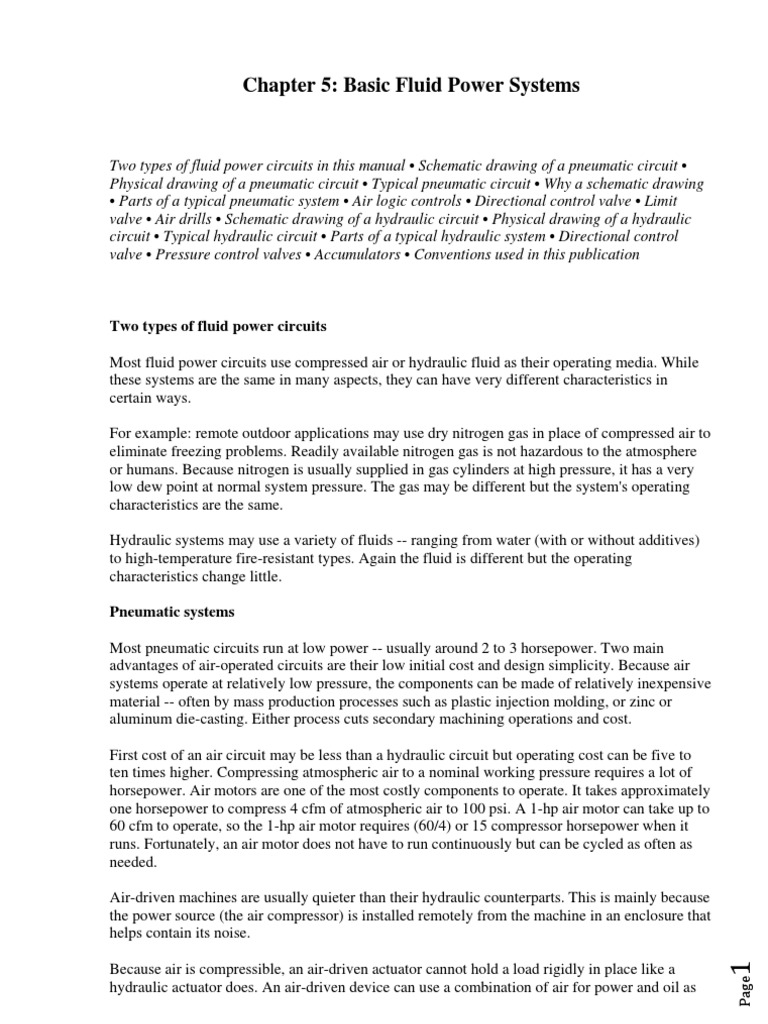 Chapter 5 Basic Fluid Power Systems PDF Valve Actuator