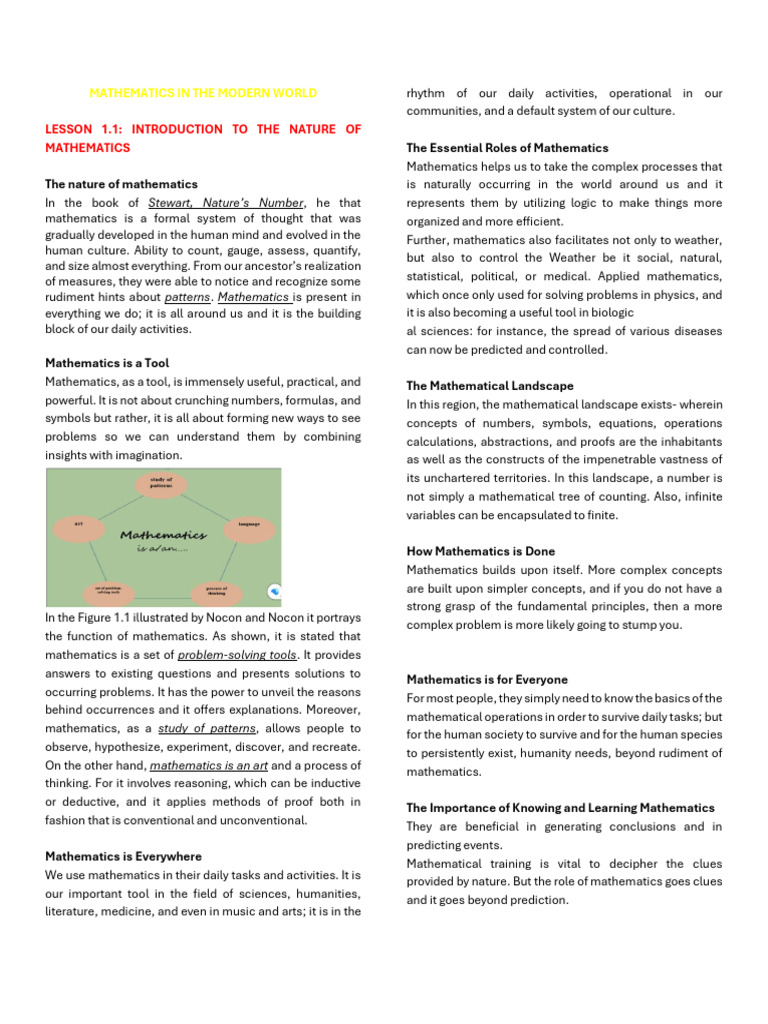 Nature and Importance of Mathematics | PDF | Pattern | Symmetry