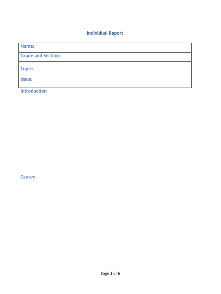 Individual Report Template 1 | PDF