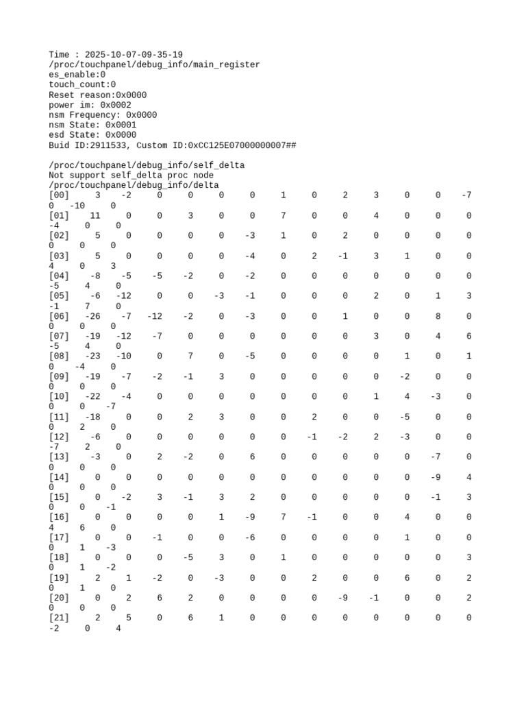 Touchpanel Debug Info Report | PDF