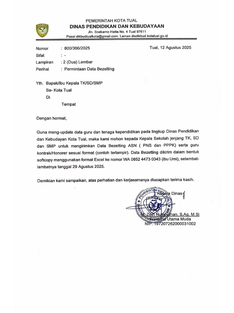 Permintaan Data Bezetting | PDF