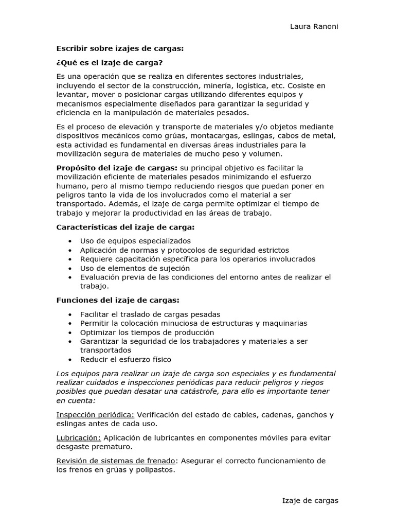 Izaje de Carga | PDF