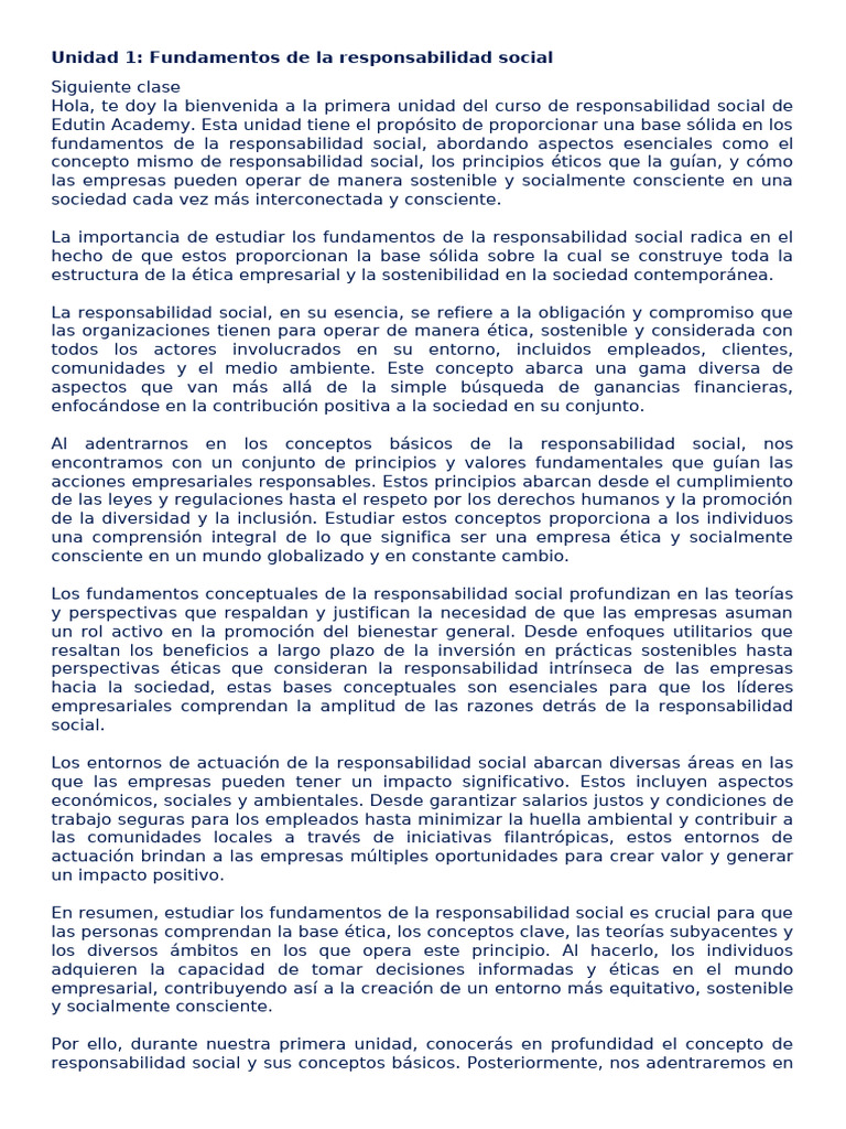 Fundamentos de la Responsabilidad Social | PDF | Sustentabilidad ...