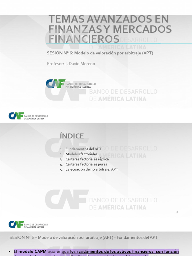 Valoración de Activos: Modelo APT | PDF | Modelo de fijación de precios ...
