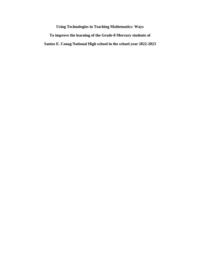 Use of Technology in Mathematics | PDF | Constructivism (Philosophy Of ...