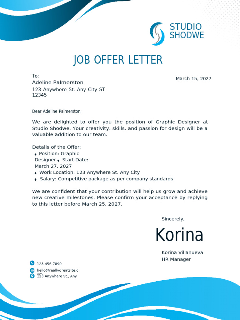 Graphic Designer Job Offer Letter | PDF