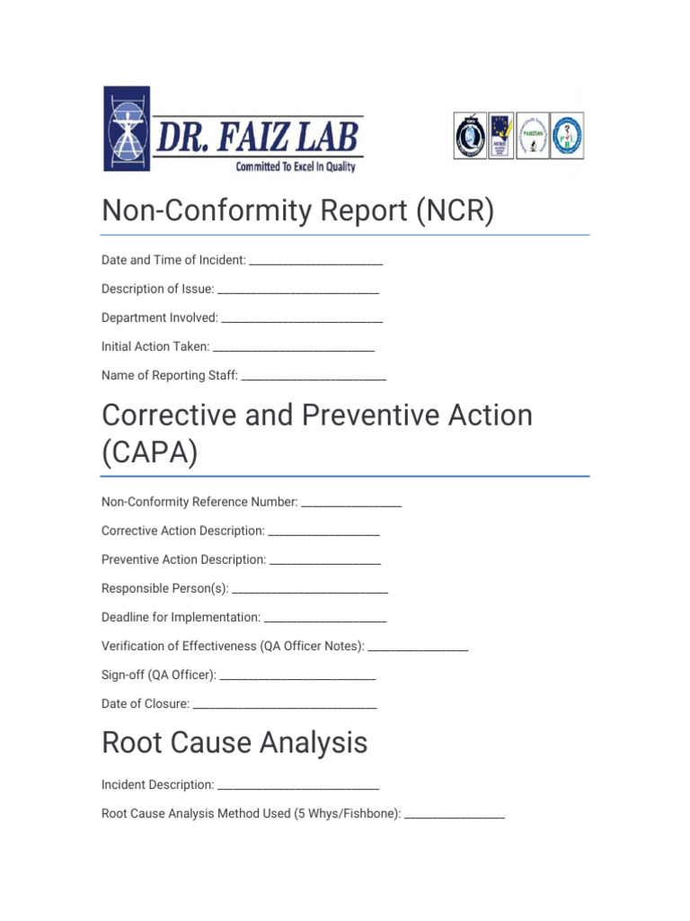 Non-Conformity Report Template | PDF