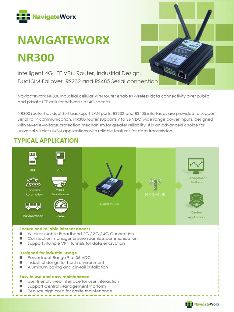 Navigateworx NR300 LTE VPN Router | PDF | Computer Network | 4 G