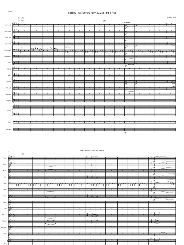 EHHS Hadestown 2025 Score Overview | PDF | Trombone | Music Production