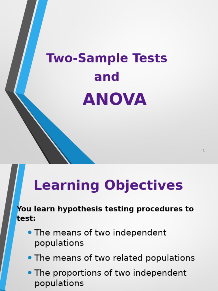 Two-Sample Tests and ANOVA Guide | PDF | Student's T Test | Standard ...