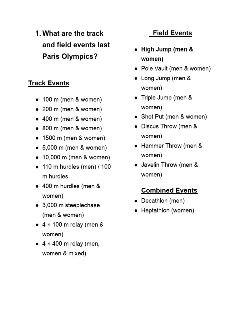 Track & Field Results: Paris Olympics | PDF | Track And Field | Athletics