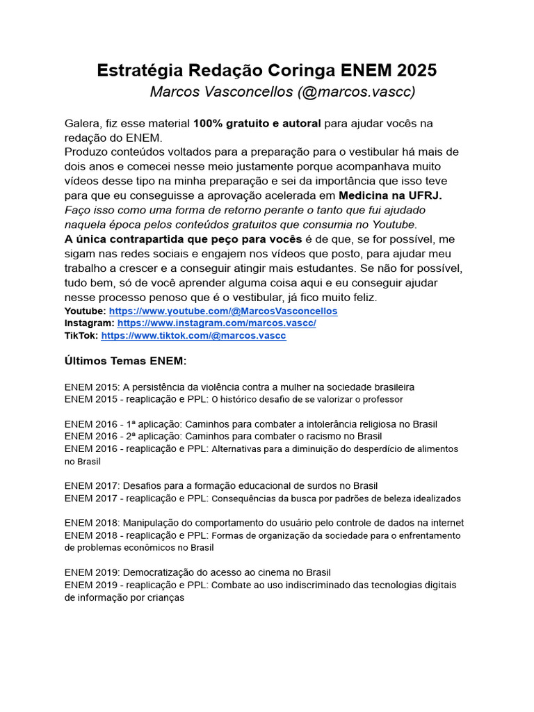 Estratégia Redação Coringa ENEM 2025 | PDF | Estado | Alfabetização