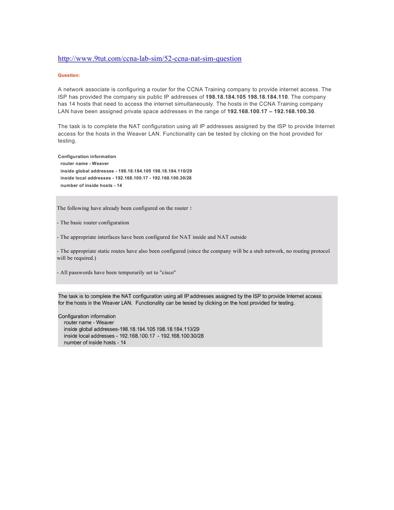 CCNA NAT Configuration Guide | PDF | Ip Address | Router (Computing)