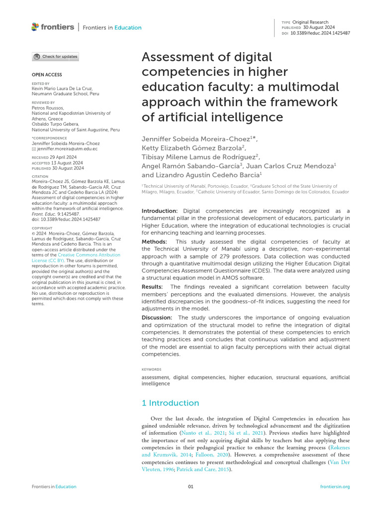 Assessing Digital Competencies in Faculty | PDF | Structural Equation ...
