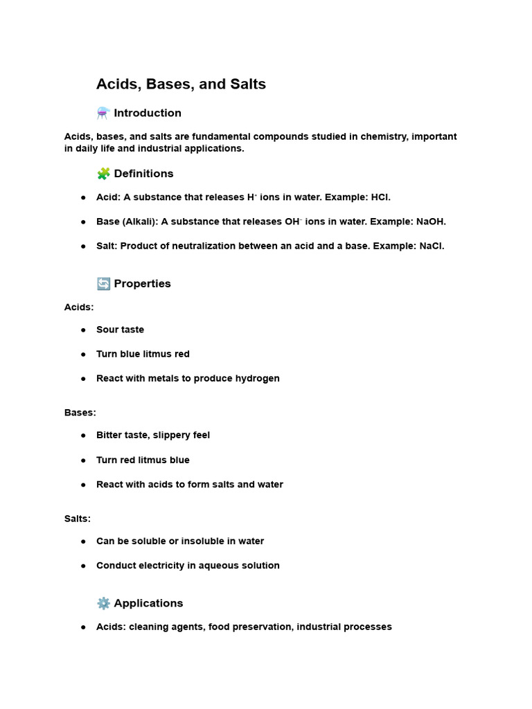 Acids, Bases, and Salts | PDF | Databases | Acid