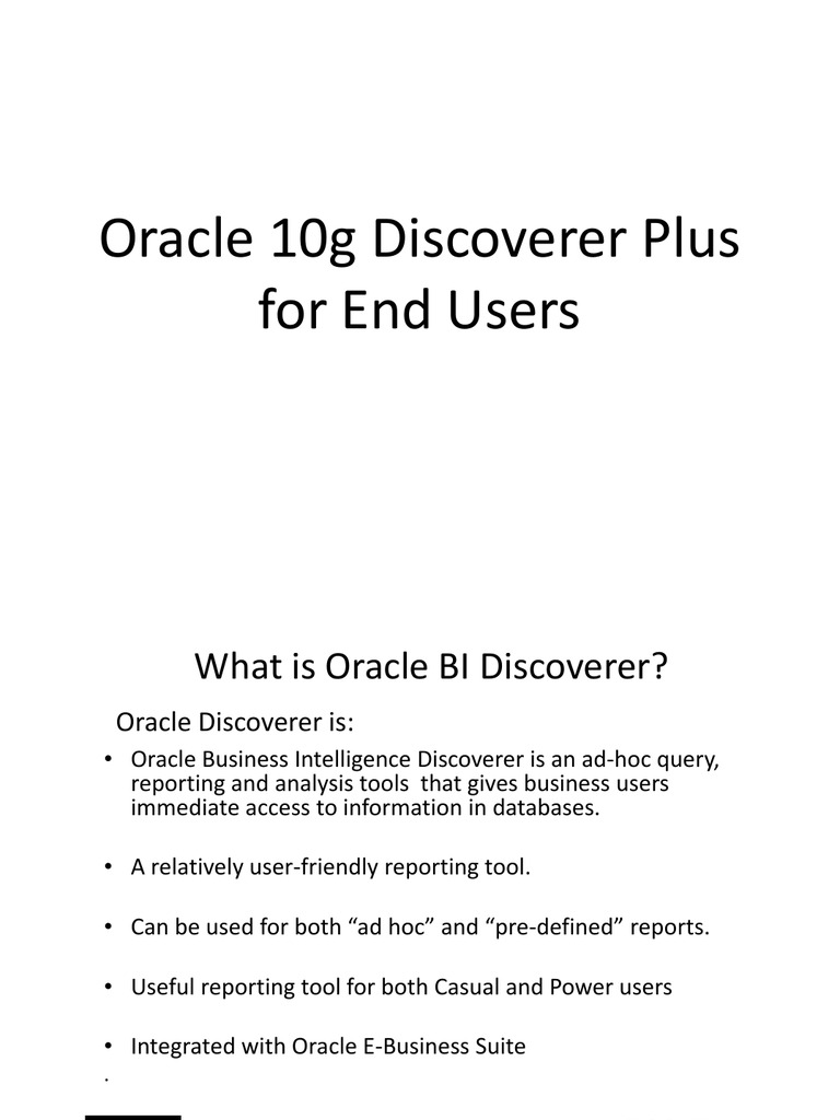Oracle Discoverer Plus User Guide | PDF | Business Intelligence | File ...