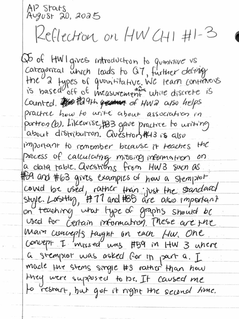 Chapter 1 HW 1-3 Reflection | PDF