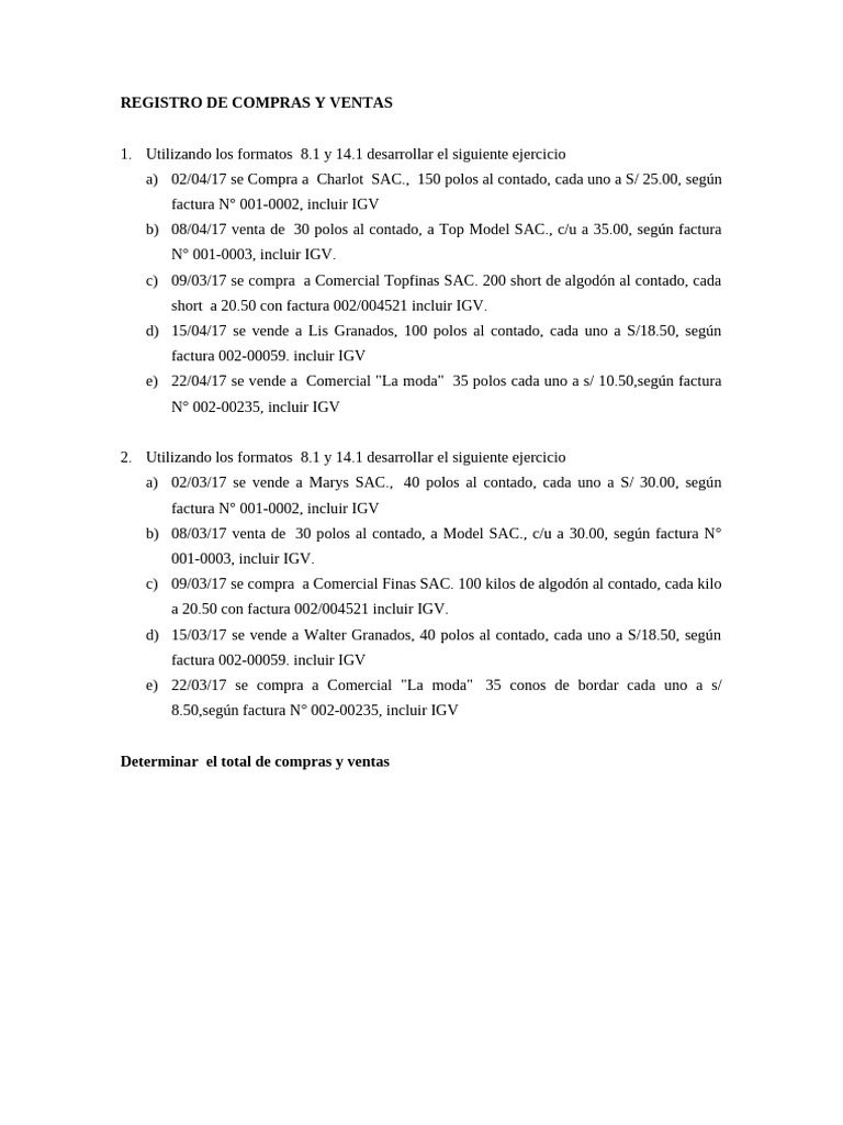 Registro de Compras y Ventas Detallado | PDF
