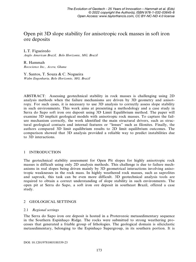 3D Slope Stability in Anisotropic Rock | PDF | Fault (Geology) | Rock ...