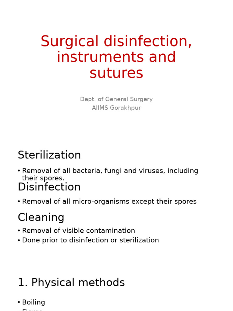 Surgical Disinfection, Instruments and Sutures | PDF | Sterilization ...