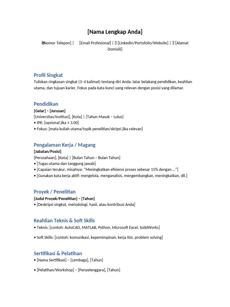 Template CV ATS Rapi | PDF