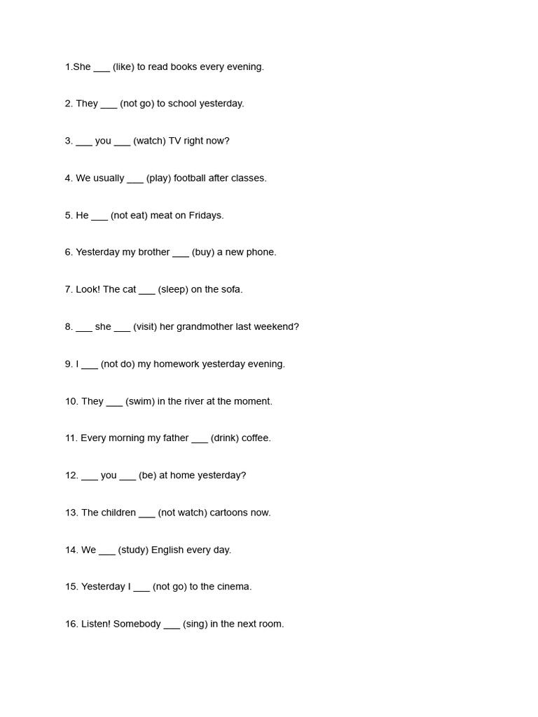 English Verb Tense Practice Exercises | PDF | Chess | Chess Theory