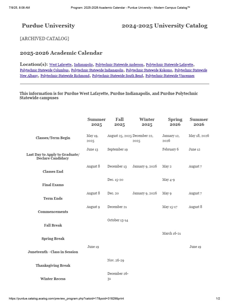 Program - 2025-2026 Academic Calendar - Purdue University ...