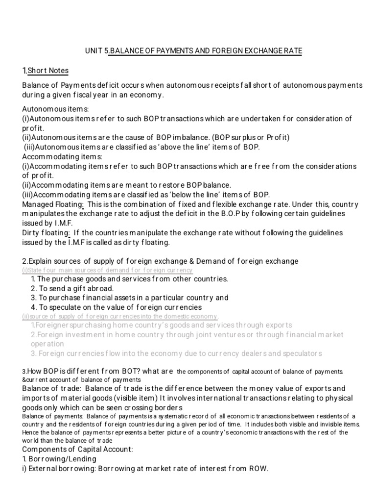 Balance of Payments & Exchange Rates Explained | PDF | Cost Of Living ...