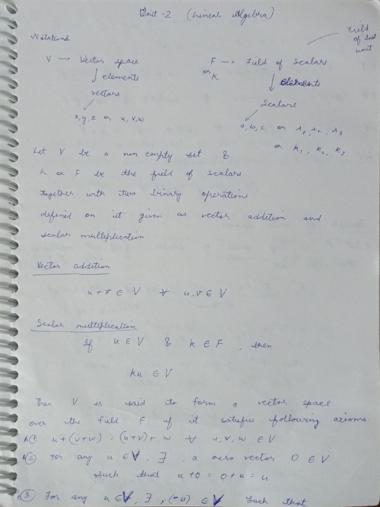 Linear Algebra Notes | PDF