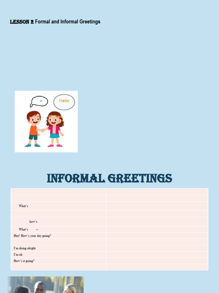 English Greetings: Formal & Informal | PDF