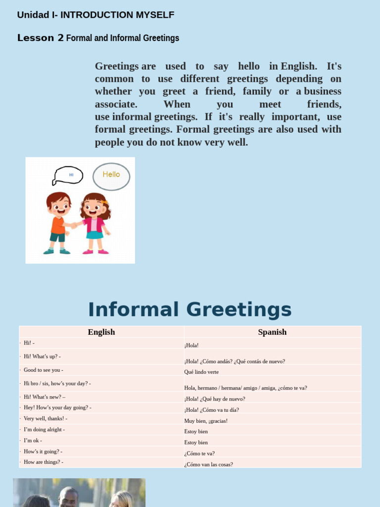 English Greetings: Formal vs Informal | PDF