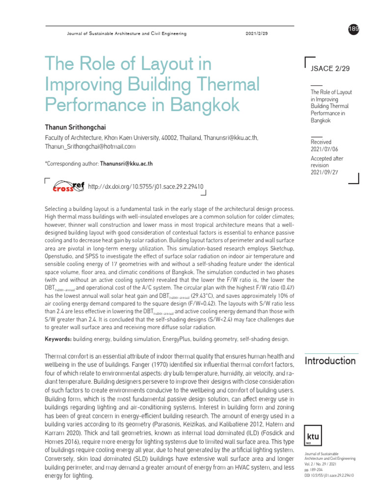 Building Layout for Thermal Efficiency in Bangkok | PDF | Heat ...