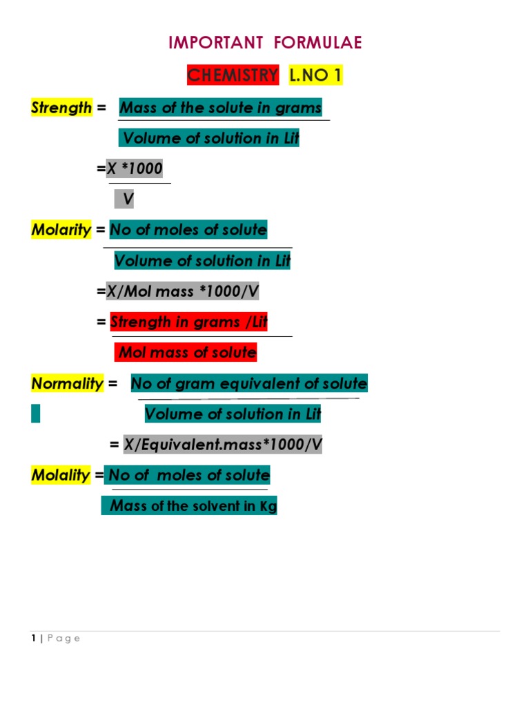 Important Formulae Pdf