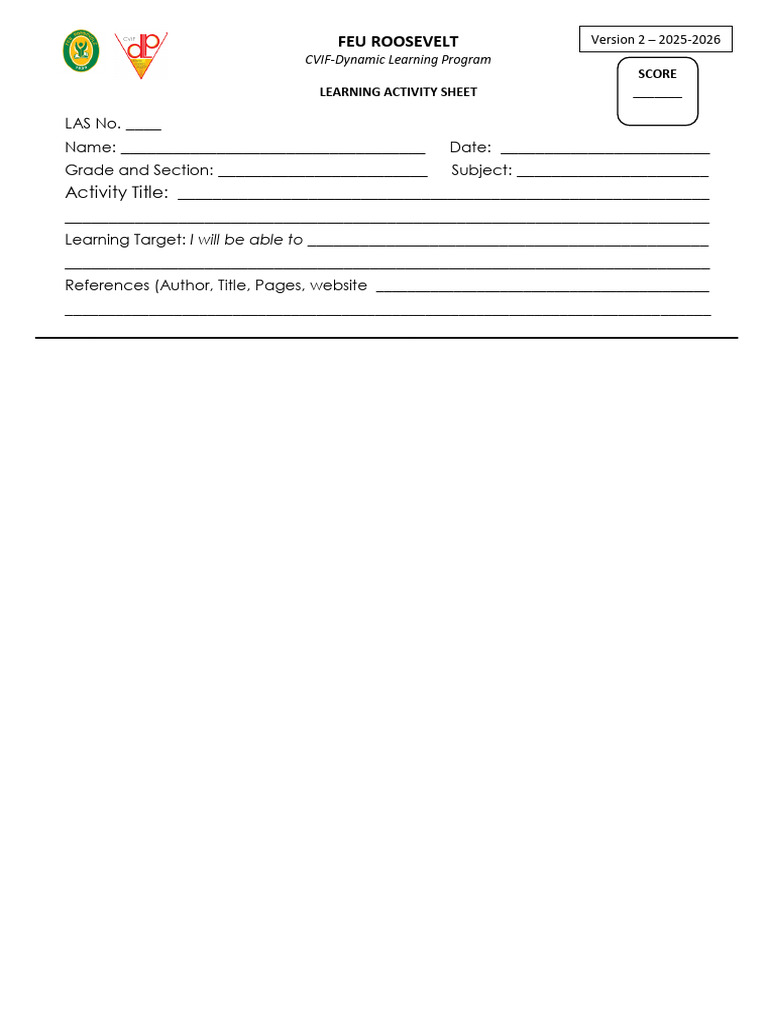 Learning Activity Sheet Template 2025-2026 | PDF