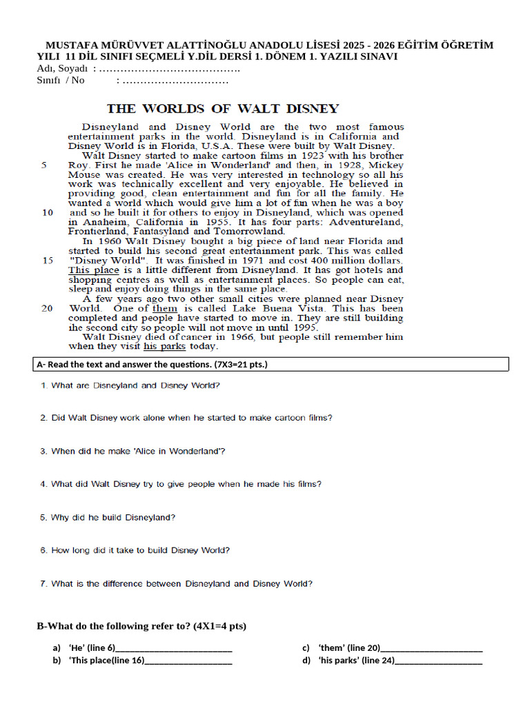 12th Grade English Exam Overview | PDF
