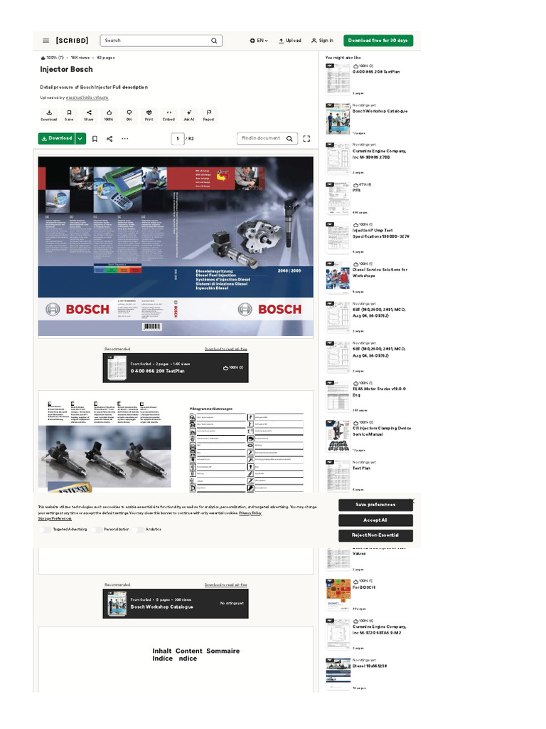 WWW Scribd Com Document 428404223 Injector Bosch... | PDF