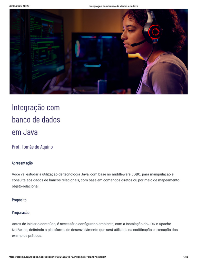Integração de Java com Banco de Dados | PDF | Classe (programação de ...