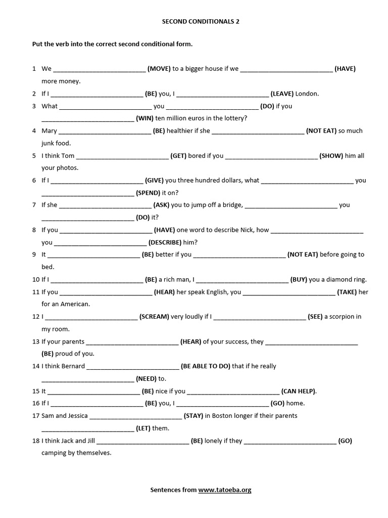 Second Conditional Exercises and Answers | PDF