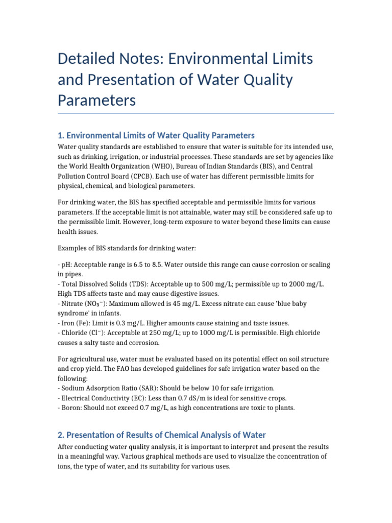 Water Quality Standards and Analysis Methods | PDF | Water Quality | Water