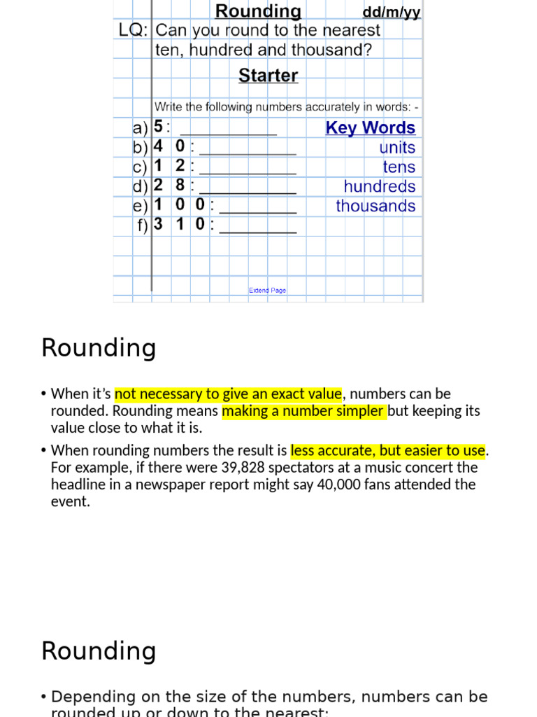 1 Rounding To The Nearest Ten, Hundred and Thousand | PDF
