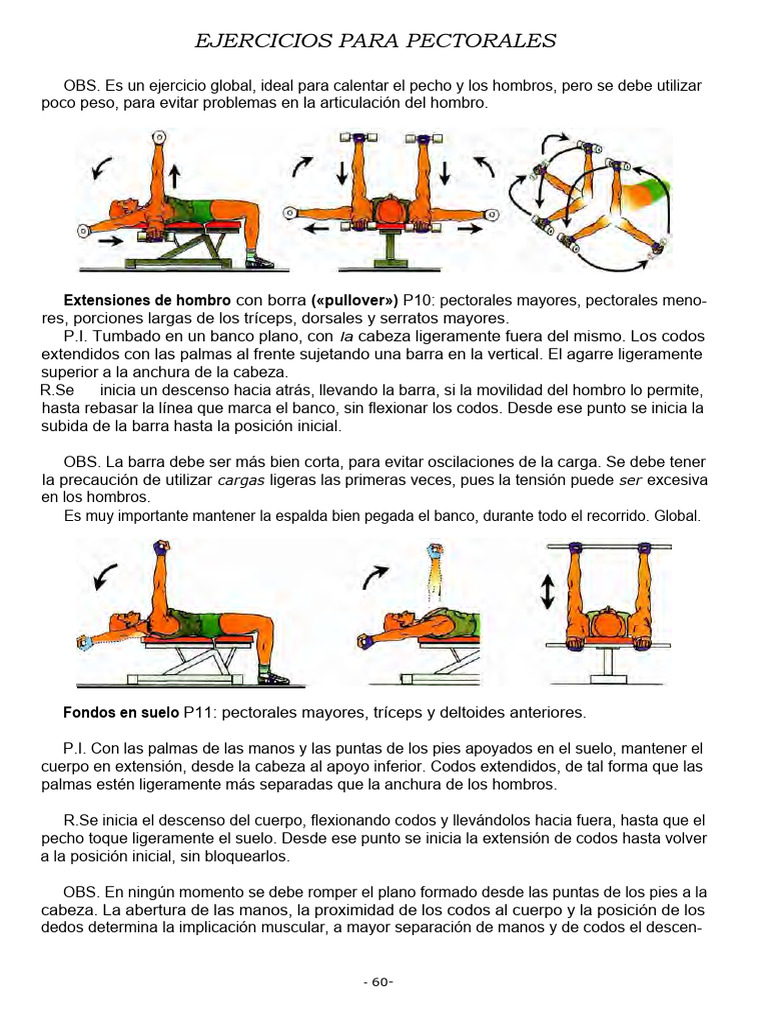 Ejercicios Efectivos para Pectorales | PDF | Codo | Hombro