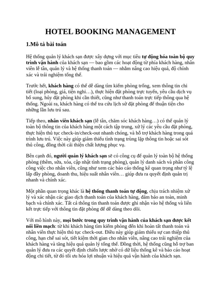 Hotel Booking Management | PDF
