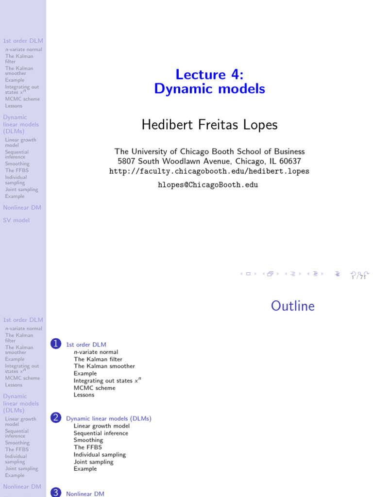 Dynamic Linear Models Overview | PDF | Kalman Filter | Statistics