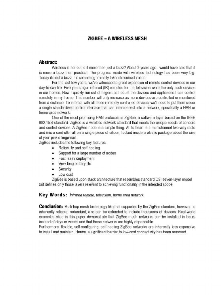 Zigbee WIreless Mesh | PDF