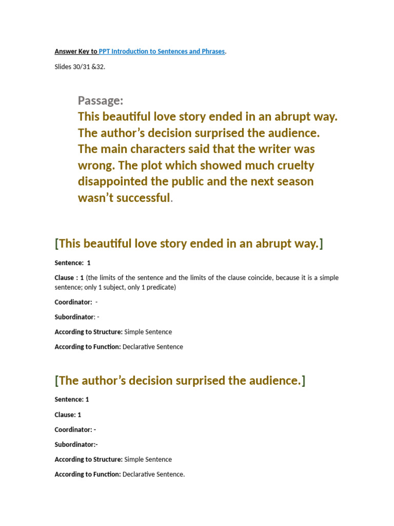 Sentence Structure Analysis Guide | PDF