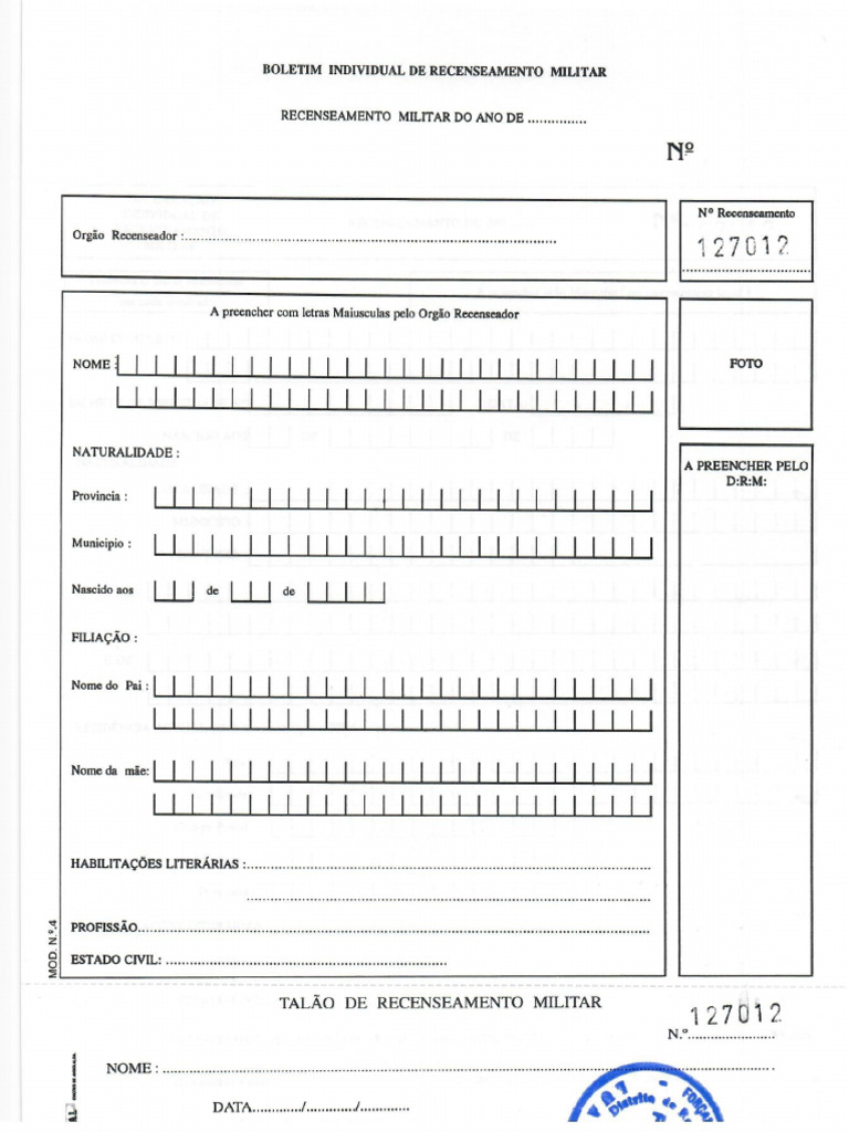 Registro Militar Form | PDF