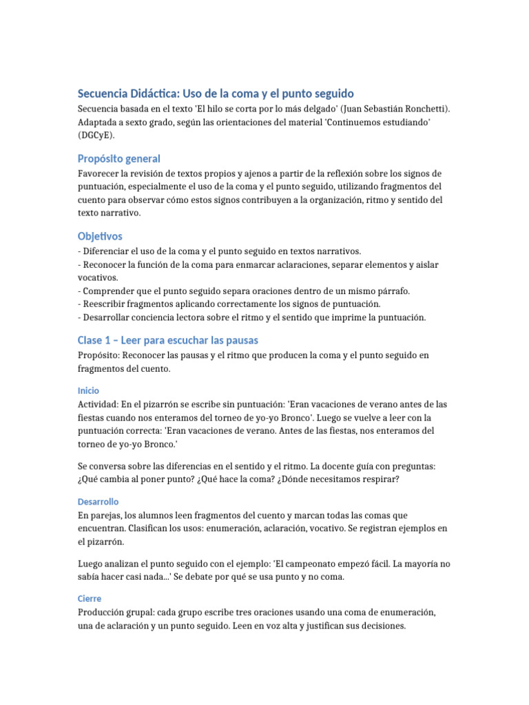 Uso de la Coma y Punto Seguido en Textos | PDF | Puntuación