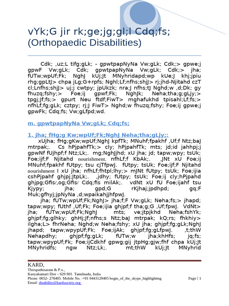 Orthopaedic Disabilities Overview | PDF